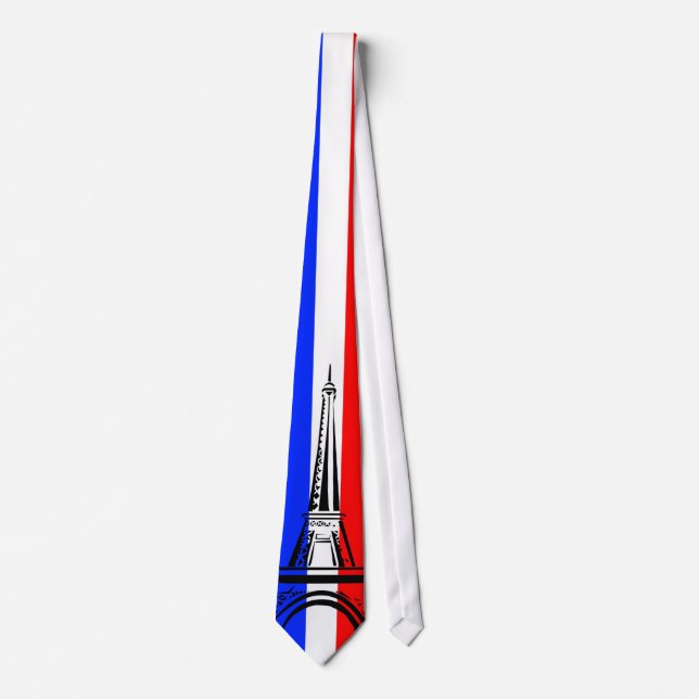 Flagge von Frankreich mit Eiffelturm Krawatte (Vorderseite)