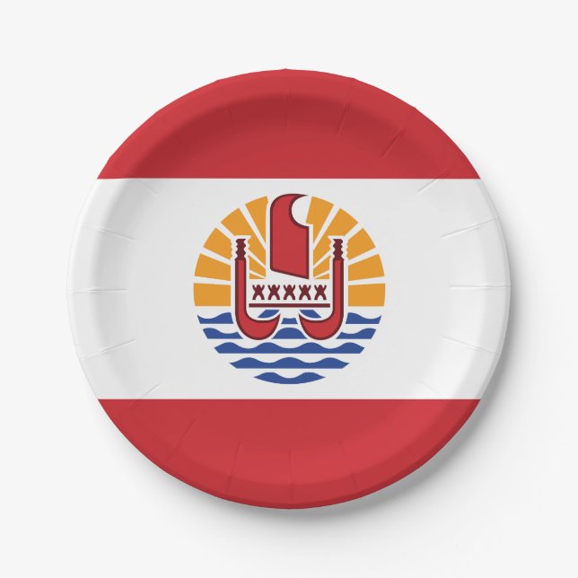 Flagge von Französisch-Polynesien Pappteller (Vorderseite)