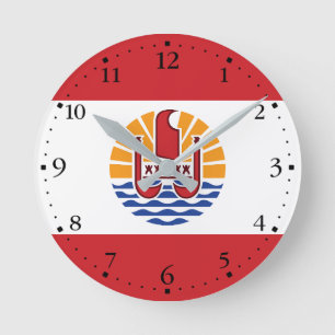 Flagge von Französisch-Polynesien Runde Wanduhr