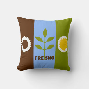 Flagge von Fresno, California Throw Pillow Kissen