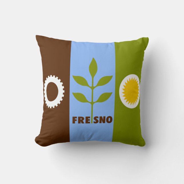 Flagge von Fresno, California Throw Pillow Kissen (Vorderseite)