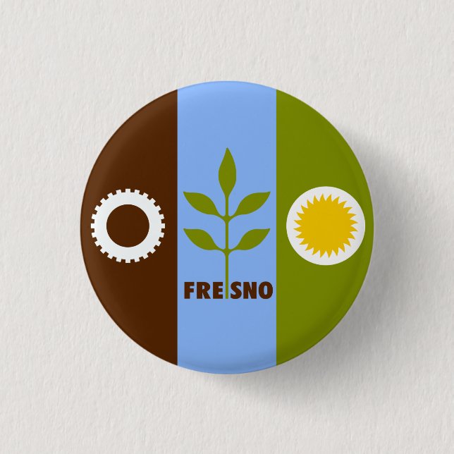 Flagge von Fresno, Kalifornien Button (Vorderseite)