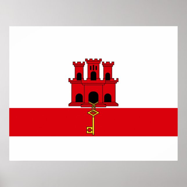 Flagge von Gibraltar Poster (Vorne)