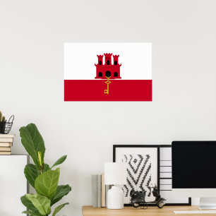 Flagge von Gibraltar Poster
