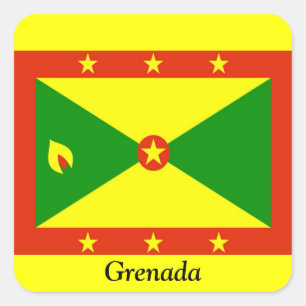 Flagge von Grenada Quadratischer Aufkleber