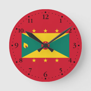 Flagge von Grenada Runde Wanduhr