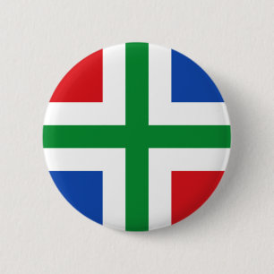 Flagge von Groningen (Provinz) Button