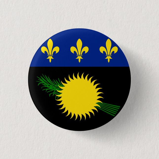 Flagge von Guadeloupe Button (Vorderseite)
