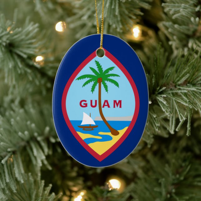 Flagge von Guam Keramik Ornament (Baum)