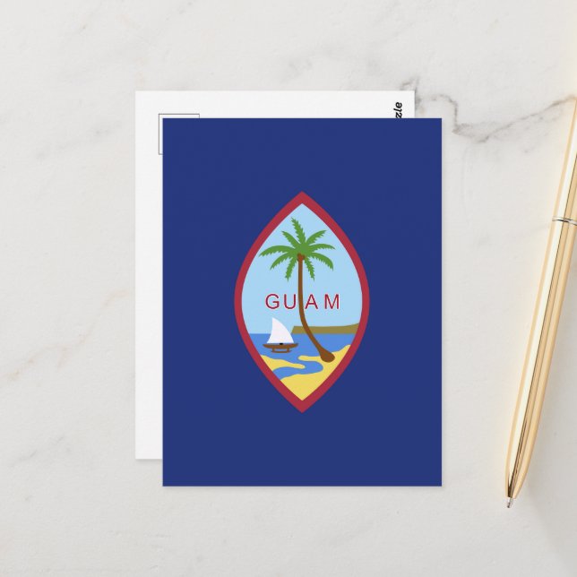 Flagge von Guam Postkarte (Vorderseite/Rückseite Beispiel)