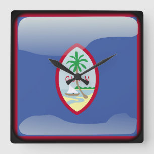 Flagge von Guam Quadratische Wanduhr