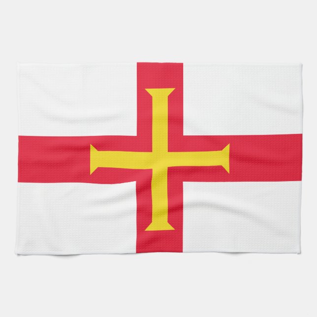 Flagge von Guernsey Geschirrtuch (Horizontal)