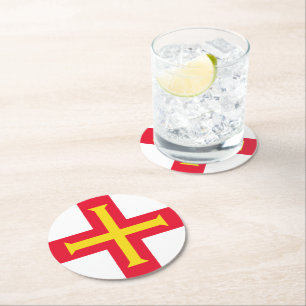 Flagge von Guernsey Runder Pappuntersetzer