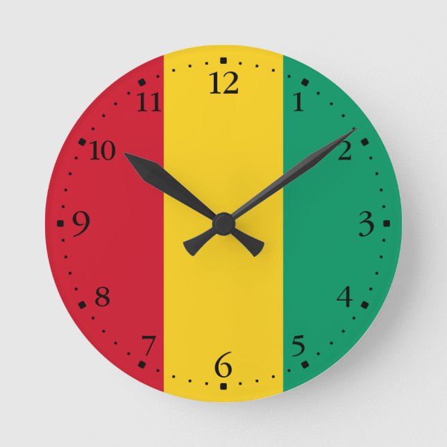 Flagge von Guinea Runde Wanduhr (Vorderseite)