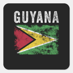 Flagge von Guyana erschüttert - Flagge von Guyana Quadratischer Aufkleber