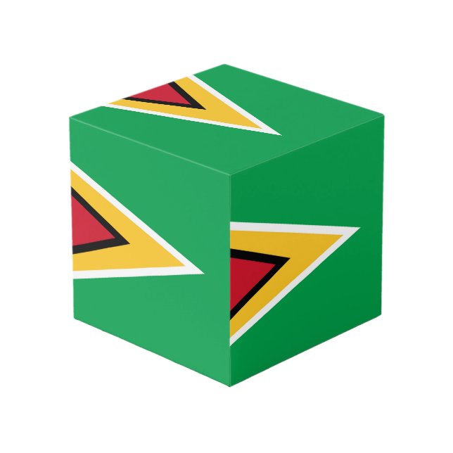Flagge von Guyana Würfel (Vorderseite Schrägansicht)