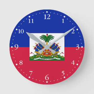 Flagge von Haiti Runde Wanduhr