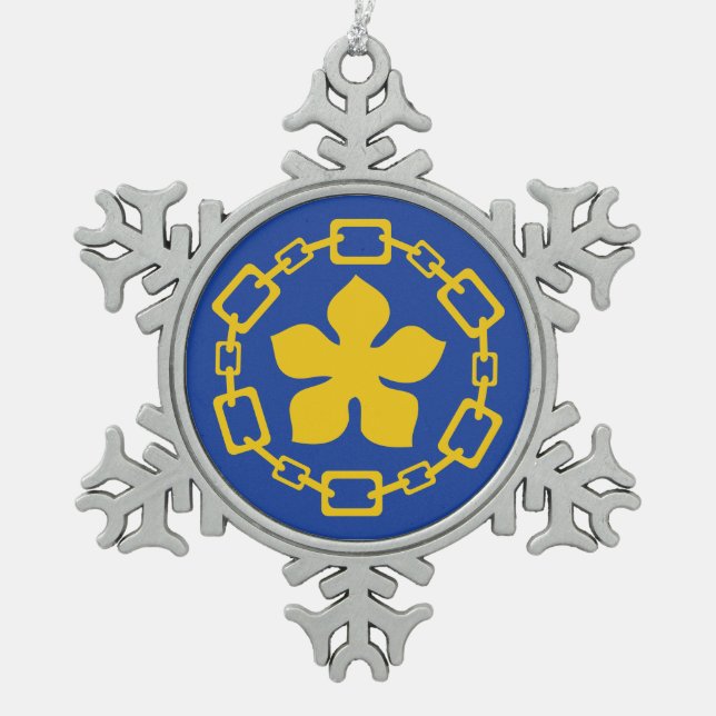 Flagge von Hamilton, Ontario Schneeflocken Zinn-Ornament (Vorderseite)