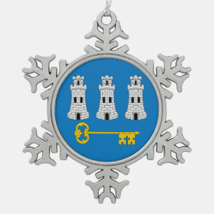 Flagge von Havanna, kubanische Schneeflocke Weihna Schneeflocken Zinn-Ornament