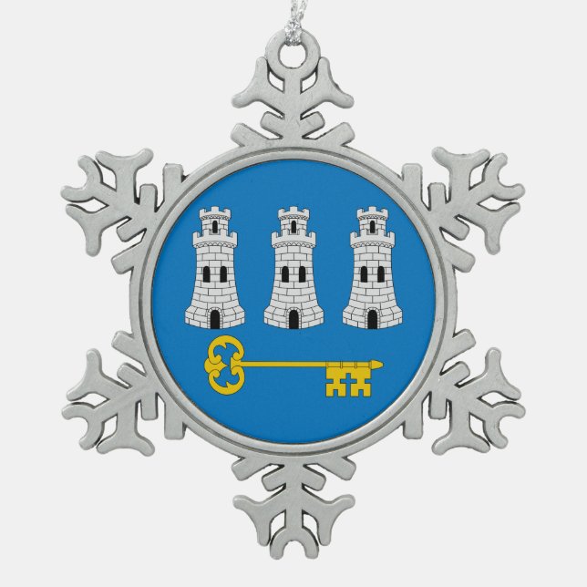 Flagge von Havanna, kubanische Schneeflocke Weihna Schneeflocken Zinn-Ornament (Vorderseite)