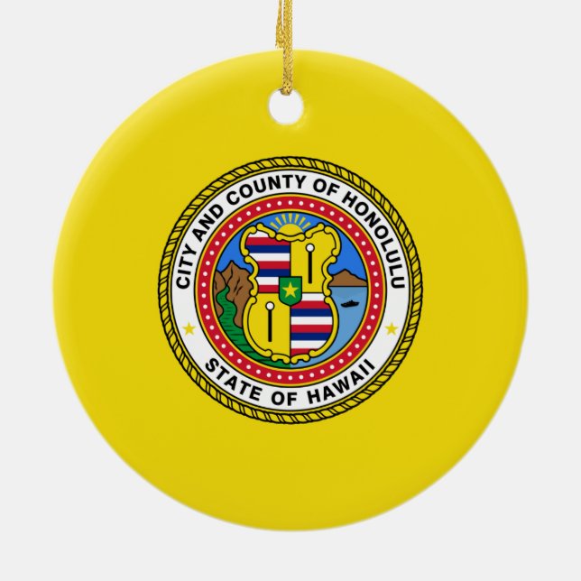 Flagge von Honolulu (Hawaii) Keramik Ornament (Hinten)