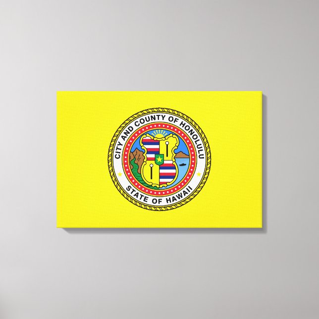 Flagge von Honolulu (Hawaii) Leinwanddruck (Vorderseite)
