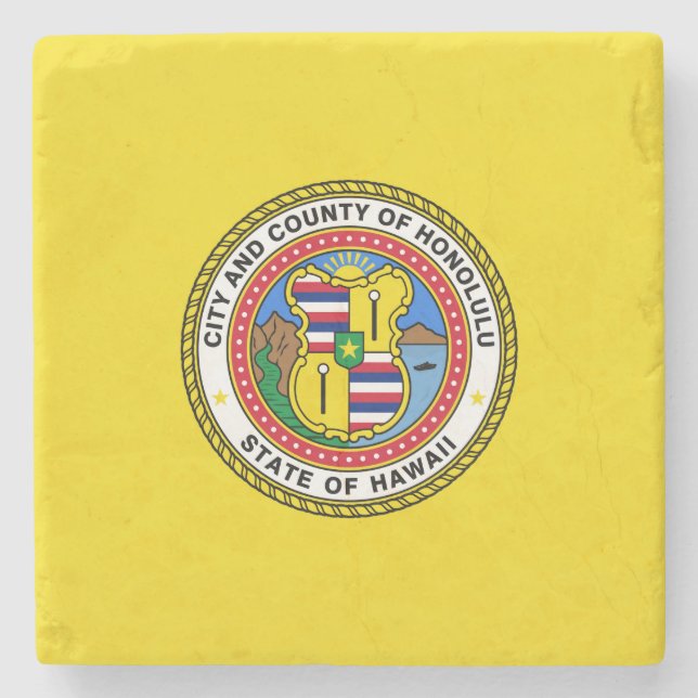 Flagge von Honolulu (Hawaii) Steinuntersetzer (Vorderseite)
