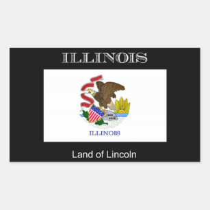 Flagge von Illinois, etikettiert Rechteckiger Aufkleber
