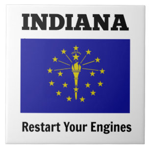 Flagge von Indiana, starten Sie Ihre Motoren neu Fliese