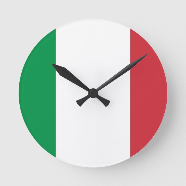 Flagge von Italien Runde Wanduhr (Vorderseite)