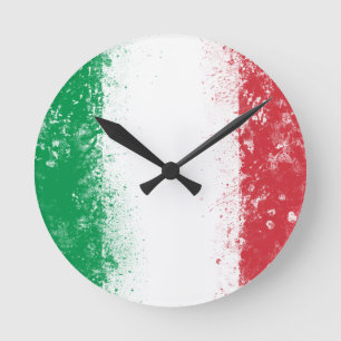 Flagge von Italien Runde Wanduhr