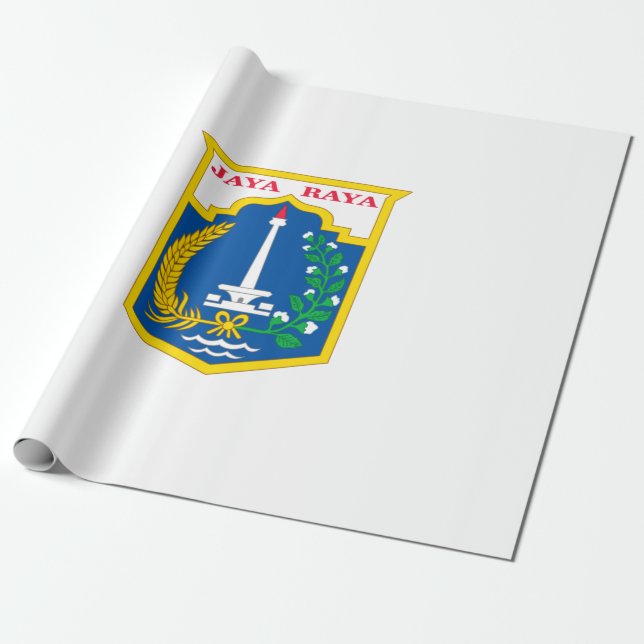 Flagge von Jakarta (Stadt der indonesischen Haupts Geschenkpapier (Ungerollt)