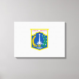 Flagge von Jakarta (Stadt der indonesischen Haupts Leinwanddruck