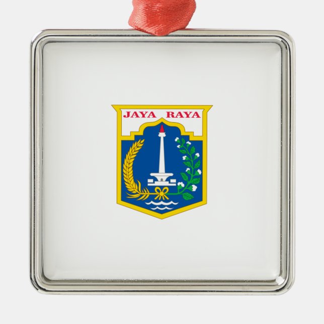 Flagge von Jakarta (Stadt der indonesischen Haupts Ornament Aus Metall (Vorne)