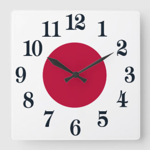 Flagge von Japan oder von Hinomaru Quadratische Wanduhr
