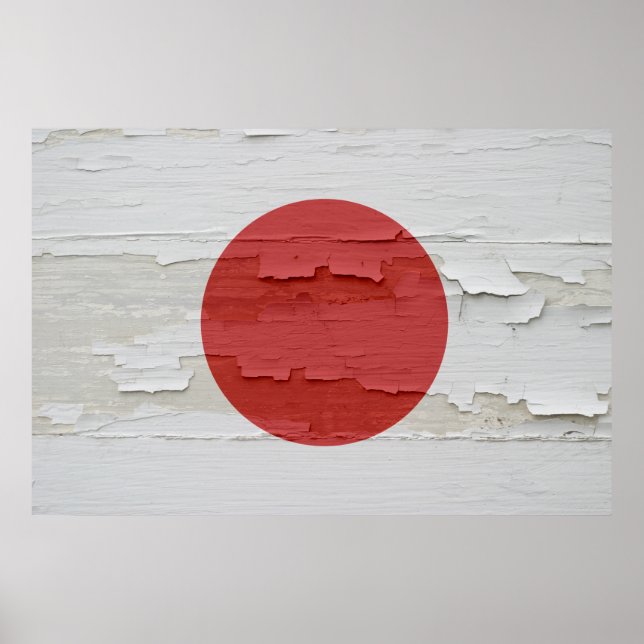 Flagge von Japan verwitterte Farbe Poster (Vorne)