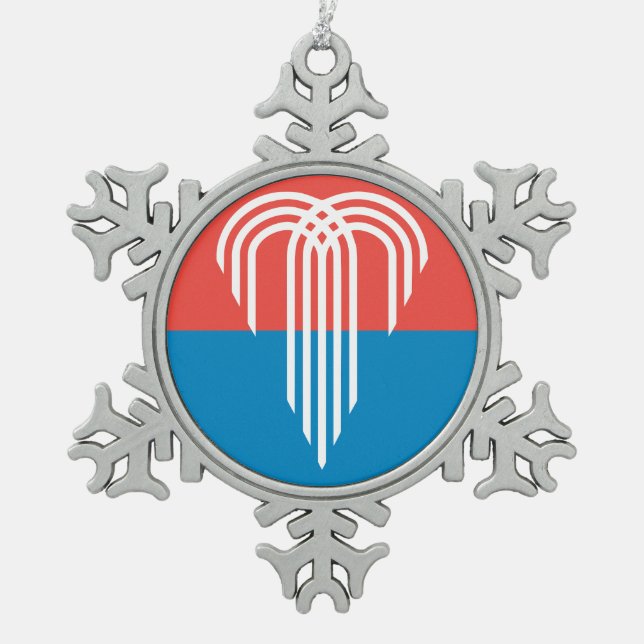 Flagge von Kansas City, Missouri Schneeflocken Zinn-Ornament (Vorderseite)