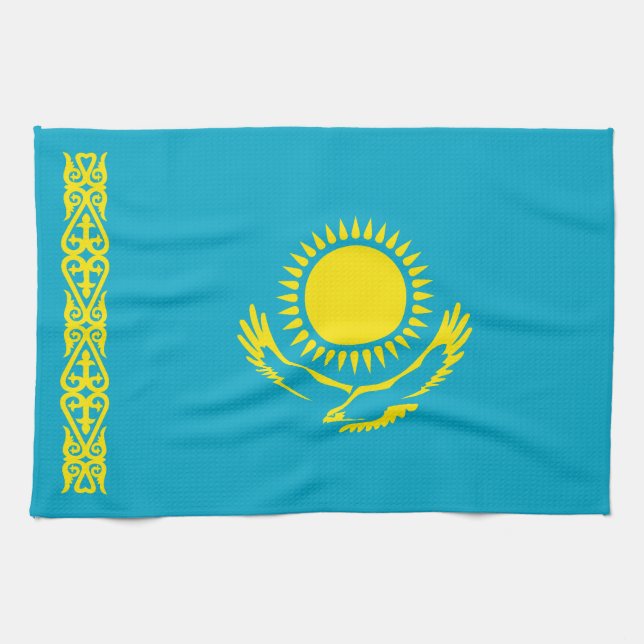 Flagge von Kasachstan Geschirrtuch (Horizontal)