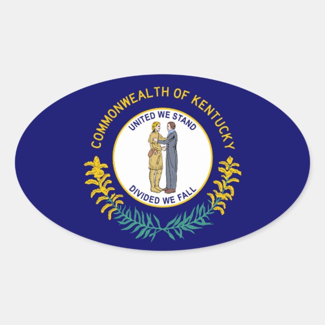 Flagge von Kentucky Ovaler Aufkleber (Vorderseite)