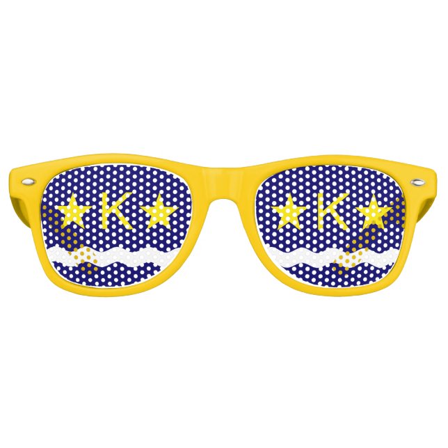 Flagge von Kinshasa, Kongo Retro-Sonnenbrille Partybrille (Vorderseite)