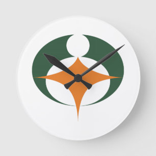 Flagge von Koga, Shiga, Japan Runde Wanduhr