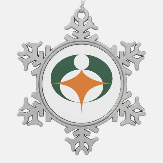 Flagge von Koga, Shiga, Japan Schneeflocken Zinn-Ornament (Vorderseite)