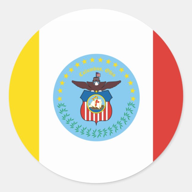 Flagge von Kolumbus, Ohio Runder Aufkleber (Vorderseite)