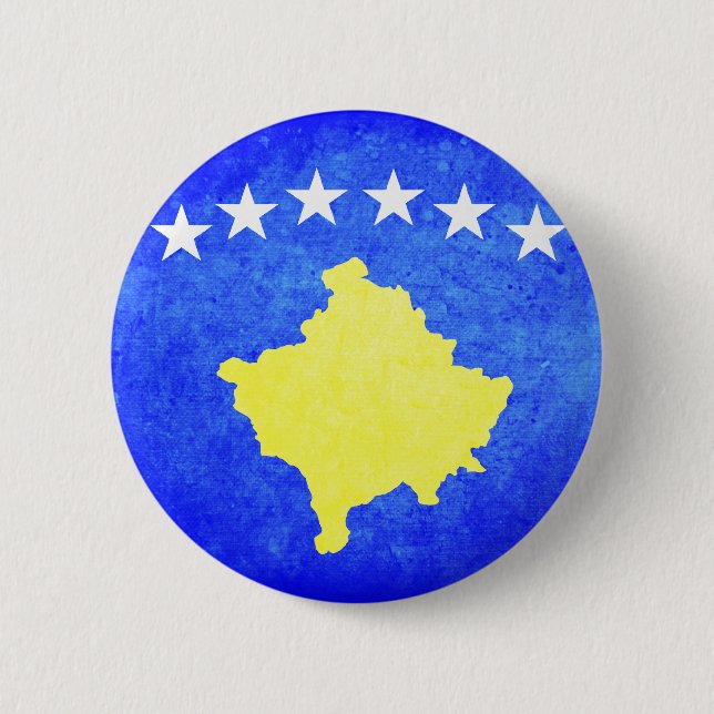 Flagge von Kosovo Button (Vorderseite)