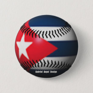 Flagge von Kuba auf einem Baseball Button