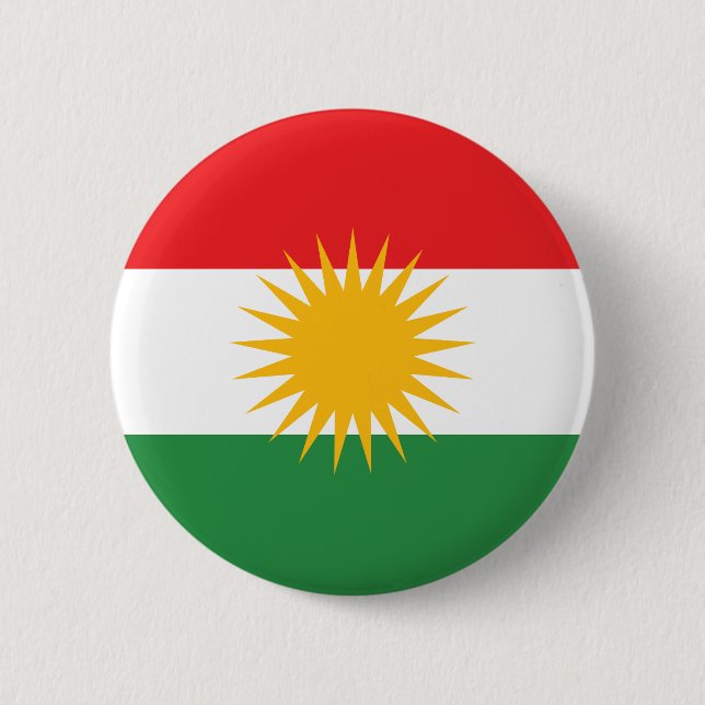 Flagge von Kurdistan; Kurde; Kurdisch Button (Vorderseite)
