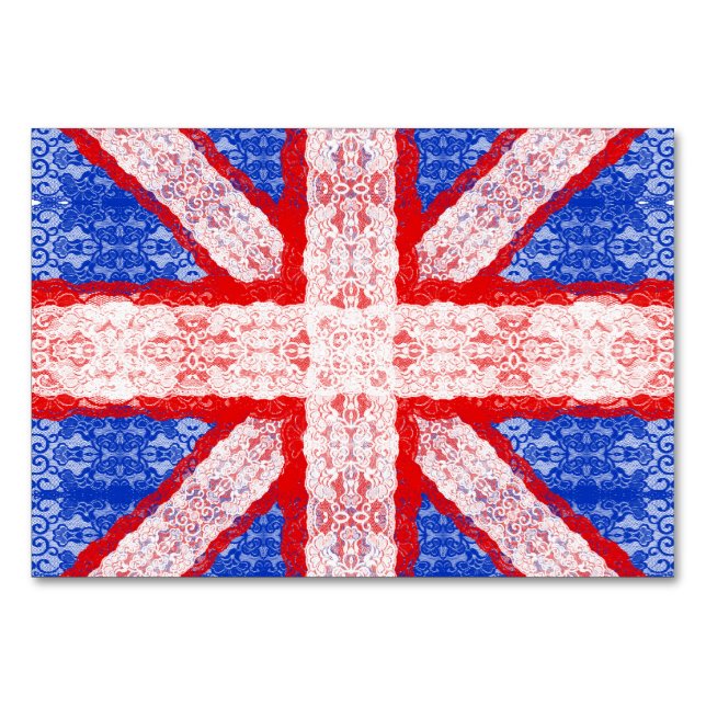 Flagge von Lace Union Jack England rot, weiß, blau Tischnummer (Vorderseite)