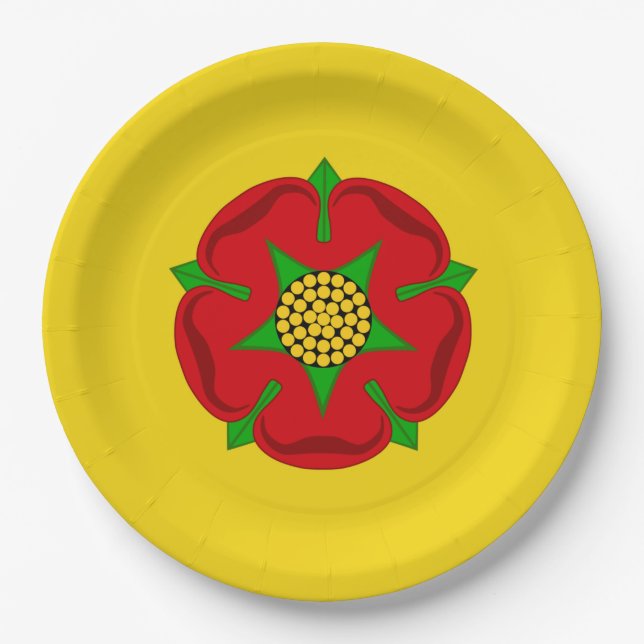 Flagge von Lancashire Pappteller (Vorderseite)