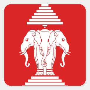 Flagge von Laos (1952-1975) - ທຸ ງ ຊ າ ລ າ ດ Quadratischer Aufkleber