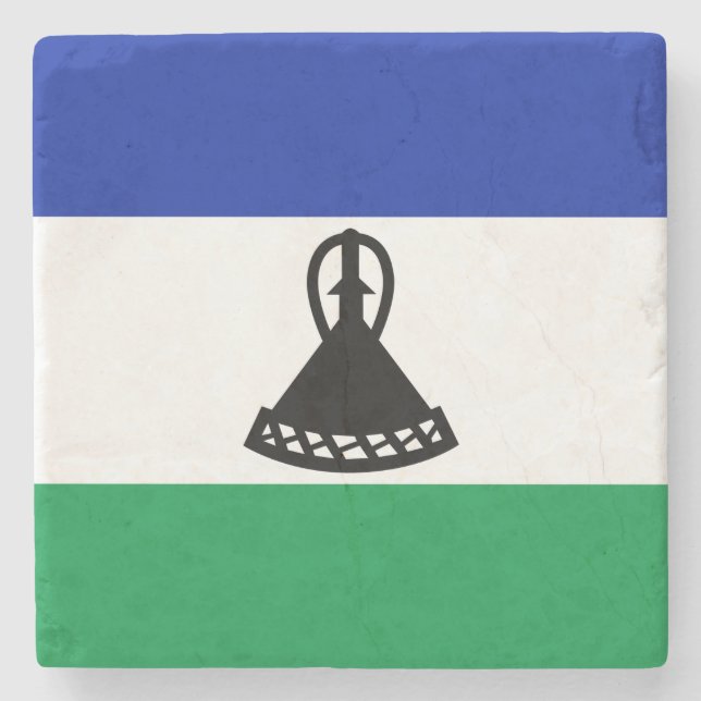 Flagge von Lesotho Steinuntersetzer (Vorderseite)